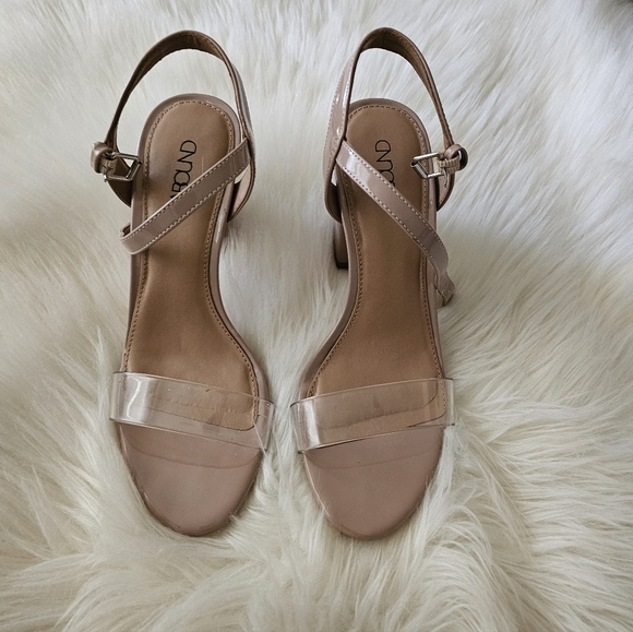 Abound Shoes - Elegant Nude Block Heel Sandals